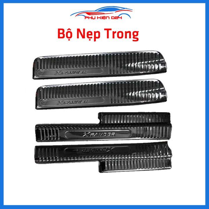 Bộ ốp bậc cửa trong ngoài nẹp bước chân Xpander 2019 vân Titan chống trầy trang trí xe