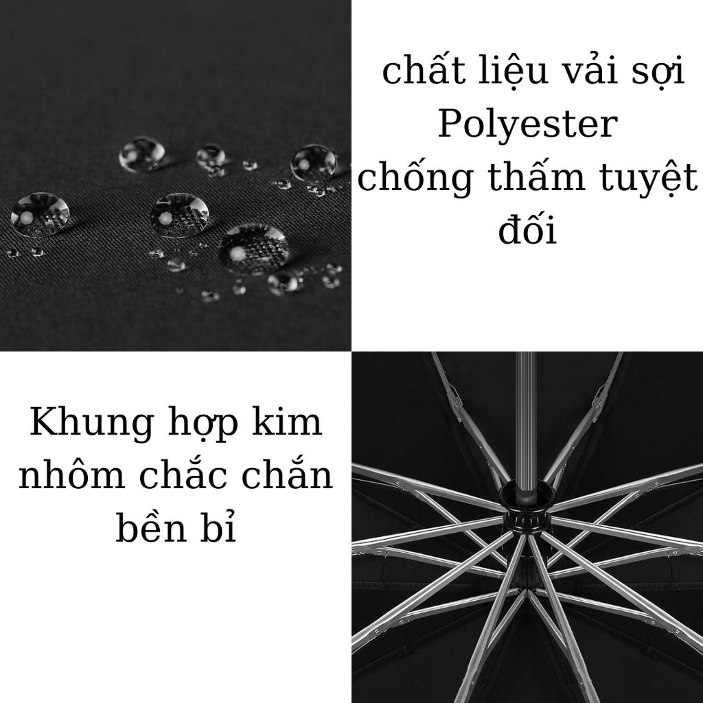 Ô dù thời trang tự động 2 chiều một nút bấm chống tia UV có đèn LED xoay 10 nan logo xe hơi cao cấp