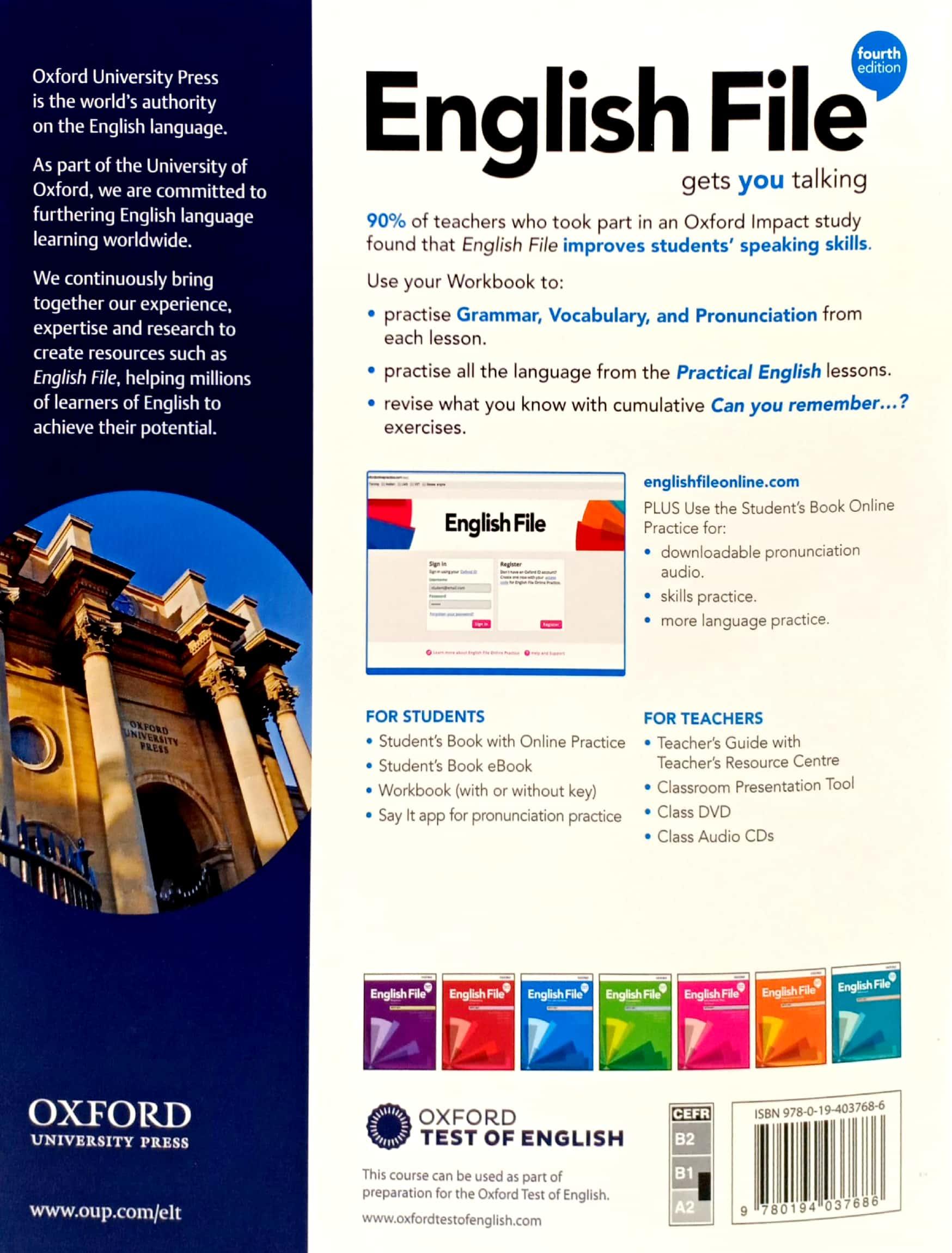 English File 4th Edition: Pre-Intermediate: Workbook With Key
