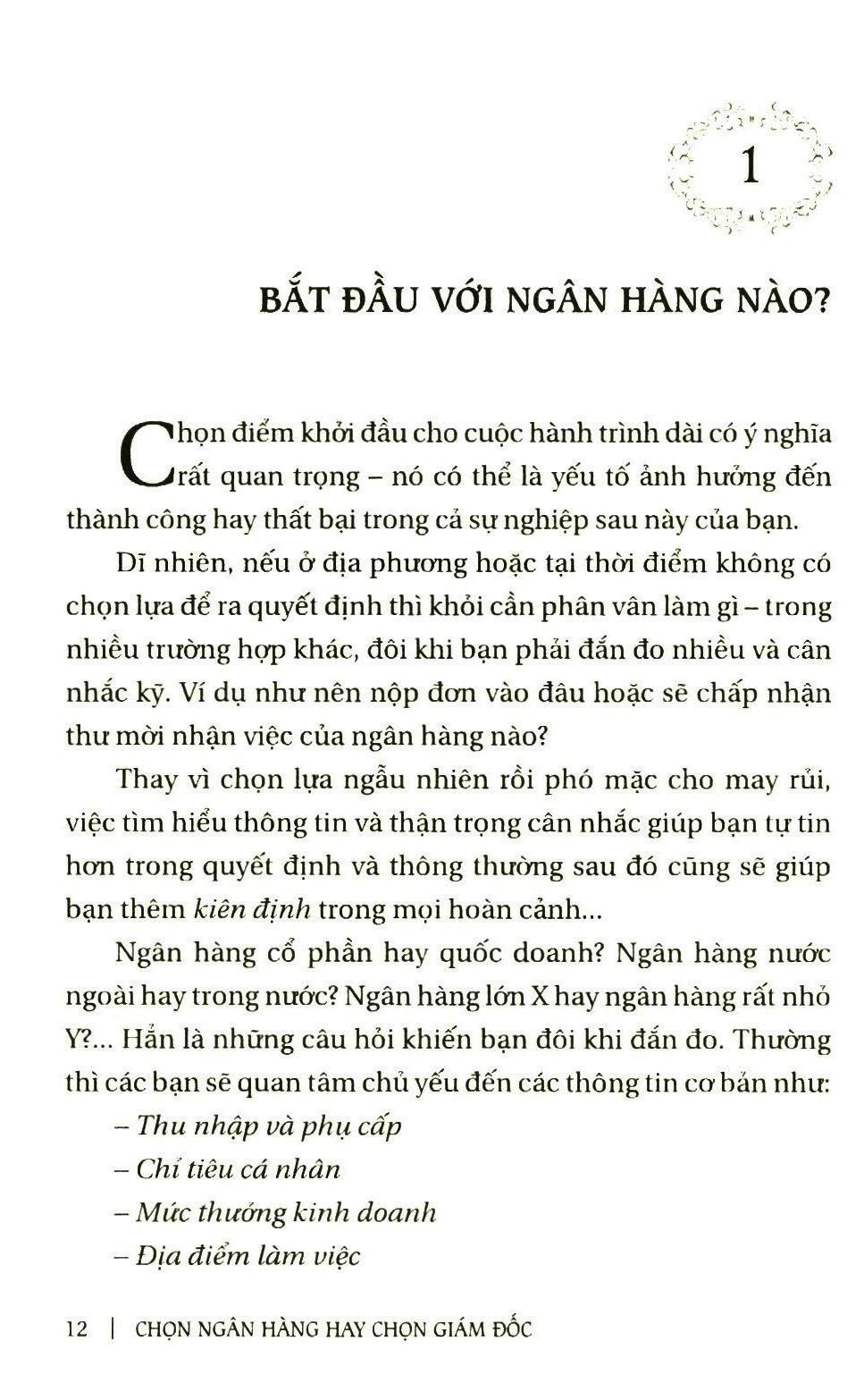 Chọn Ngân Hàng Hay Chọn Giám Đốc