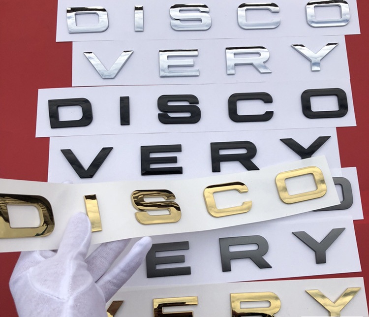 Decal Tem Chữ Discovery 3D Dán Trang Trí Ô Tô Màu Vàng AZONE