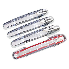 Bộ ốp tay nắm cửa xe Toyota Vios 2014-2018 mạ Crom - Tặng miếng dán trong suốt chống xước hõm cửa