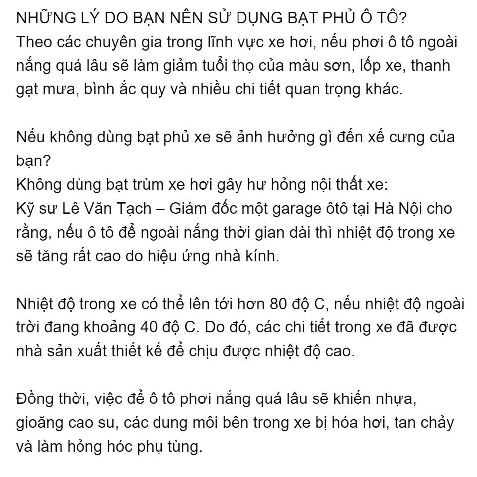 Bạt phủ trùm xe ô tô KIA K3 3 lớp tráng bạc thông minh, chất liệu vải dù oxford cao cấp, áo chùm bảo vệ xe 4,5,7 chỗ