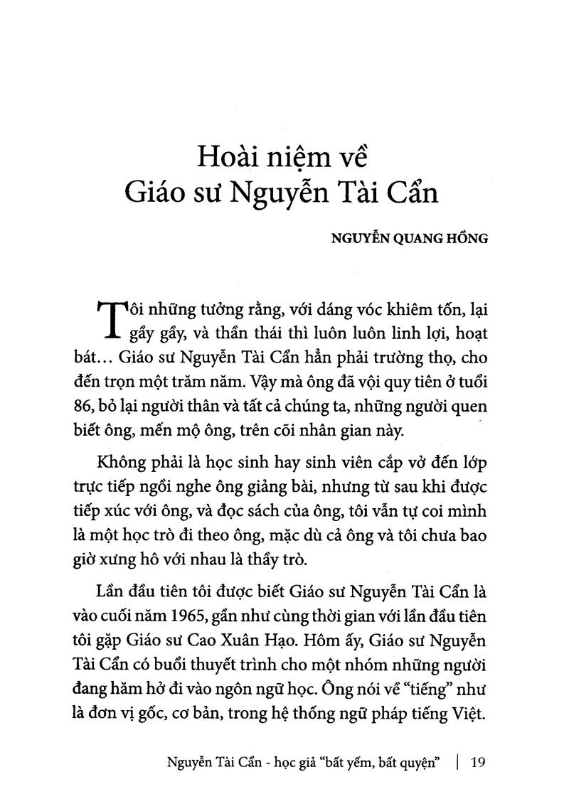 Nguyễn Tài Cẩn - Học Giả Bất Yếm, Bất Quyện