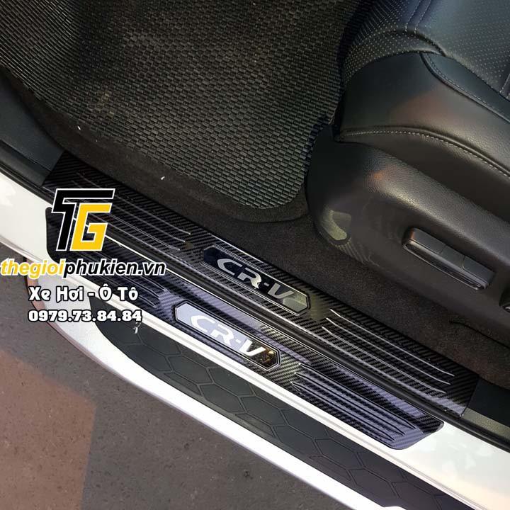 Bộ Ốp bậc cửa, Nẹp bước chân Honda CRV, CR-V 2018-2020 vân Carbon