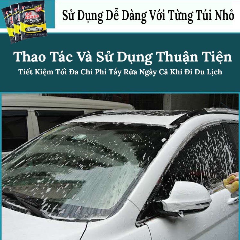 Túi Bột Rửa Xe Ô Tô, Xe Máy Car Shampoo Powder - Bột Vệ Sinh Xe Đánh Bay Vết Bẩn Hiệu Quả