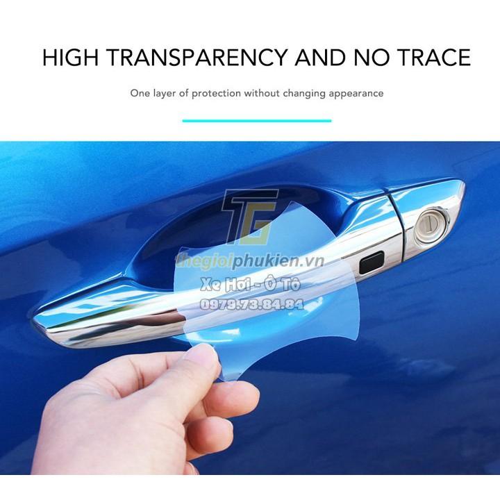 Bộ ốp tay nắm cửa xe Honda Jazz mạ Crom - Tặng miếng dán trong suốt chống xước hõm cửa