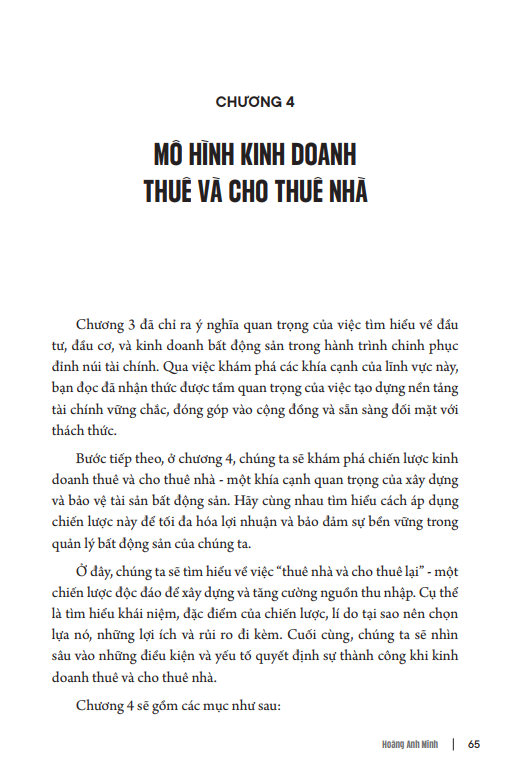 Sách - "Bí quyết kinh doanh Thuê và Cho thuê nhà". Khởi nghiệp đầu tư bất động sản. Hoàng Anh Minh. Mochibooks. NXB Lao động 2024