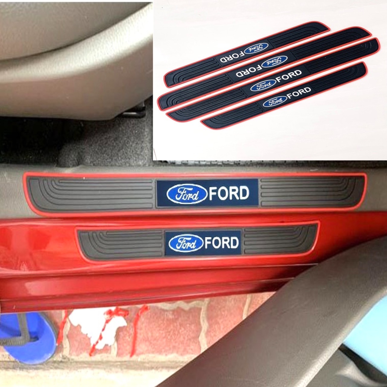Bộ 4 Nẹp Cao Su Chống Xước Bảo Vệ Bậc Cửa Ô Tô Xe Hơi Có Logo Theo Hãng