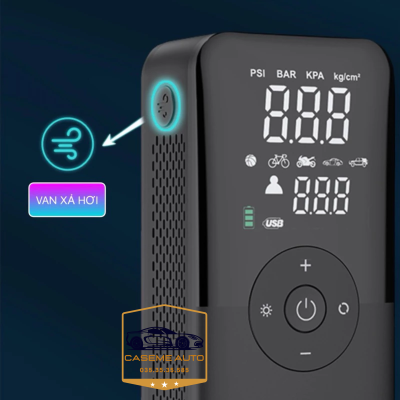 Máy Bơm Lốp Mini Cầm Tay CARSUN C3106 – Pin 4000mAh, Bơm Không Dây, Công Suất 40W, Tích Hợp Đèn LED & Sạc Dự Phòng