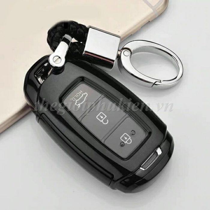 Ốp silicon màu bảo vệ chìa khóa xe Hyundai Accent, Hyundai Kona, Hyundai Santafe 2019 kèm móc đeo INOX