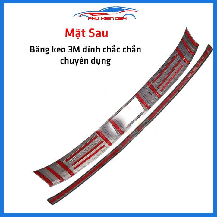 Ốp chống trầy cốp Santafe 2019-2020-2021-2022 thép không gỉ vân Cacbon bảo vệ xe chống va đập