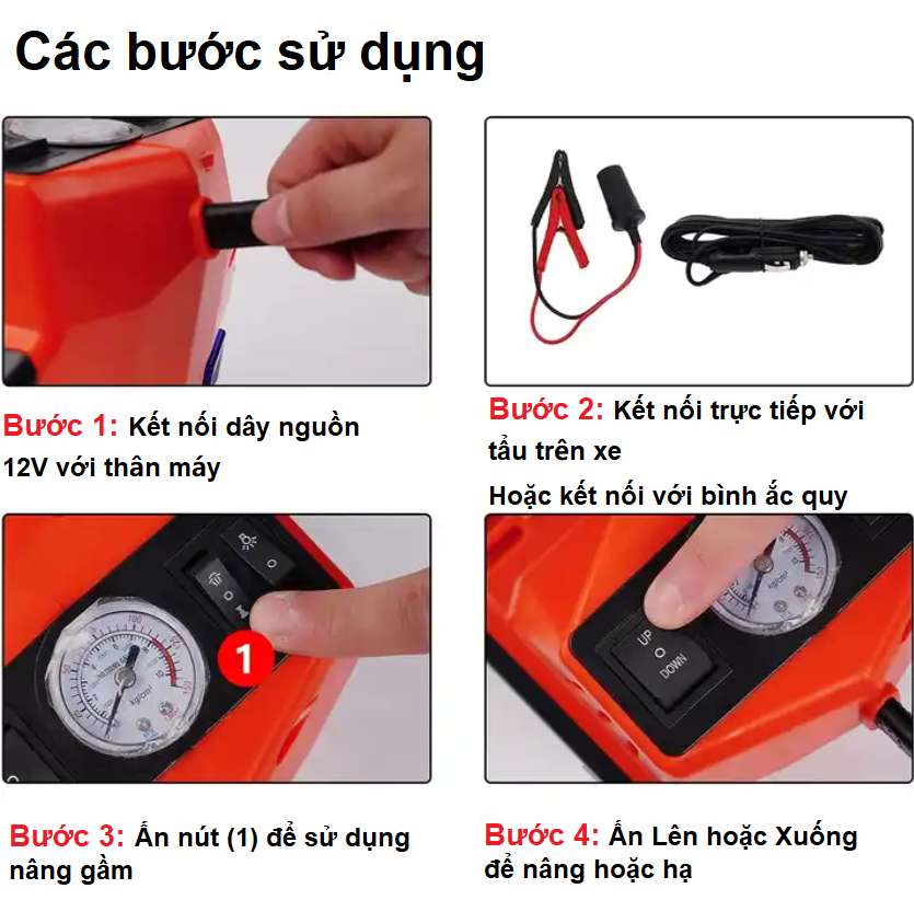 Bộ nâng kích gầm điện, kiêm máy bơm lốp và máy siết ốc ô tô đa năng 3 trong 1 ROGTZ TY-003 - Hàng chính hãng, bảo hành 24 tháng