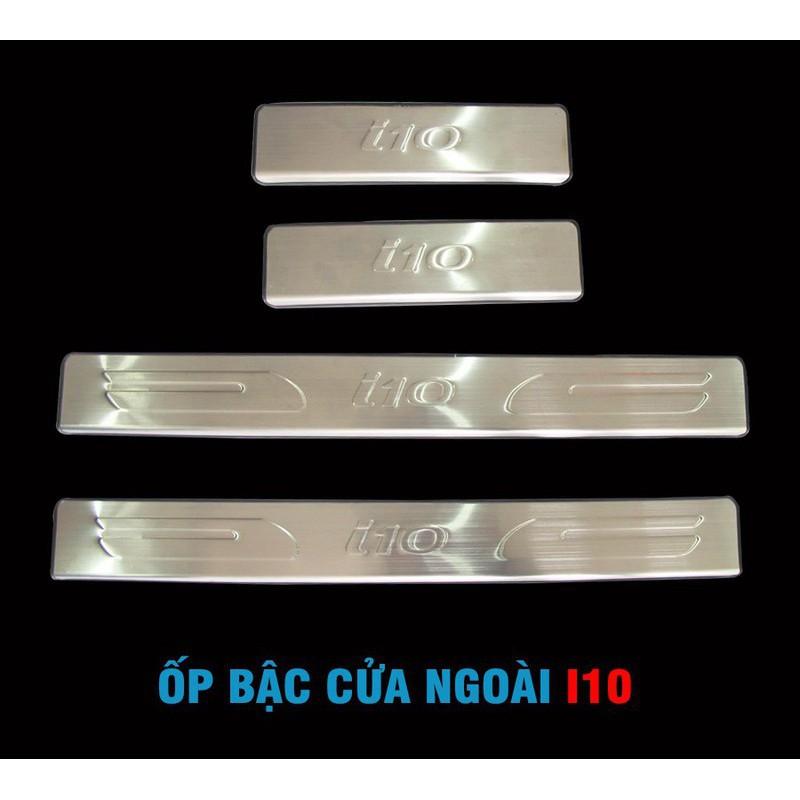 BỘ 8 ốp bậc trong và ngoài Grand i10 - mẫu inox - dùng cho cả bản sedan và hatchback