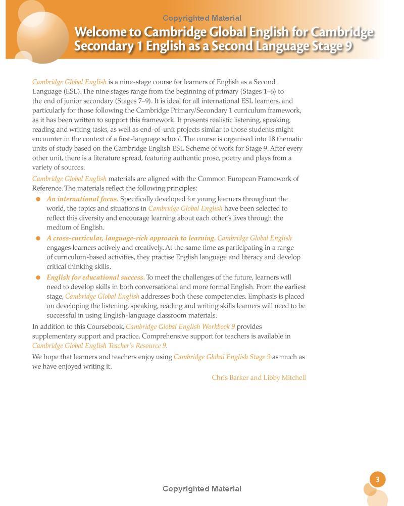 Cambridge Global English Stage 9 Coursebook with Audio CD: for Cambridge Secondary 1 English as a Second Language (Cambridge International Examinations)