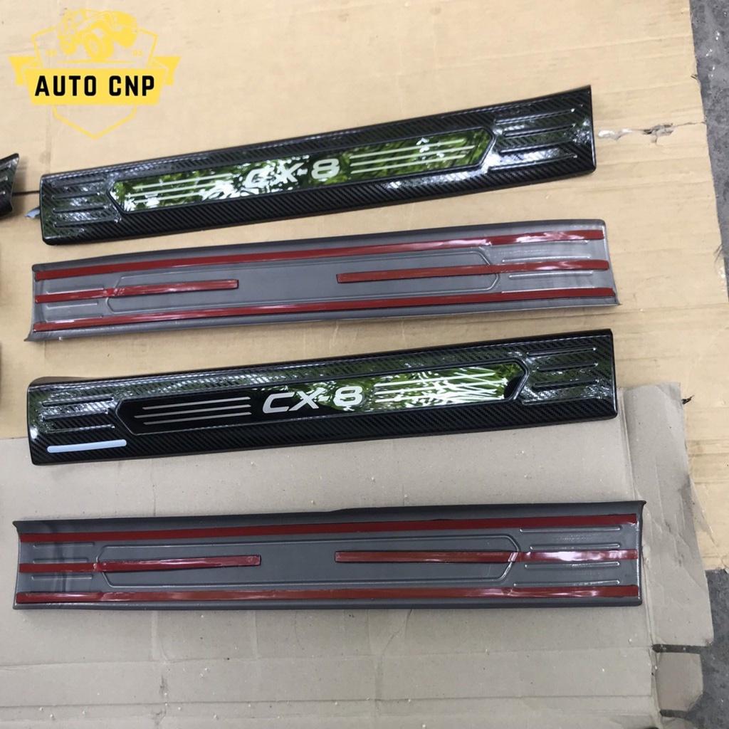 Ốp bậc cửa , nẹp bước chân mazda CX8 cao cấp -mẫu Titan 8 chi tiết