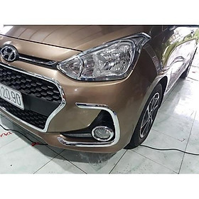 Ốp viền đèn Pha Hậu DÀNH CHO Xe i10 Hatback mạ Crom loại dày - trọn bộ