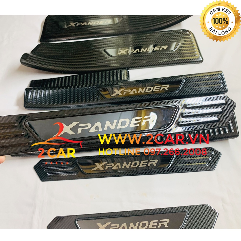 ỐP BẬC CỬA, NẸP BƯỚC CHÂN TRONG NGOÀI CARBON XE MITSUBISHI XPANDER VÂN CACBON 2018 - 2021 - 2022 hàng cao cấp