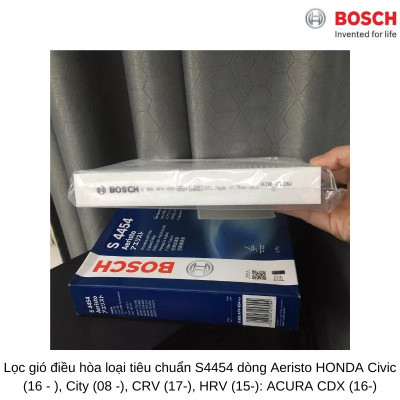 Lọc Điều Hòa Loại Tiêu Chuẩn BOSCH Ariesto S4454 Cho Xe Honda Civic City, CRV, HRV, Acura CDX..