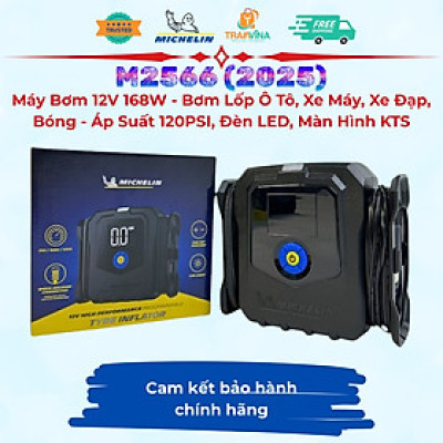 Máy bơm lốp ô tô, xe máy, xe đạp, phao bơi Michelin M2566 (Phiên bản 2025) - 12V - 168W - Hàng chính hãng