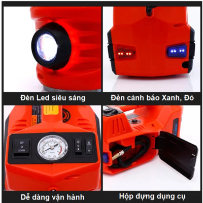 Bộ nâng kích gầm điện kiêm máy bơm lốp và máy siết ốc ô tô đa năng 3 trong 1 ROGTZ TY-003 - Hàng Nhập Khẩu