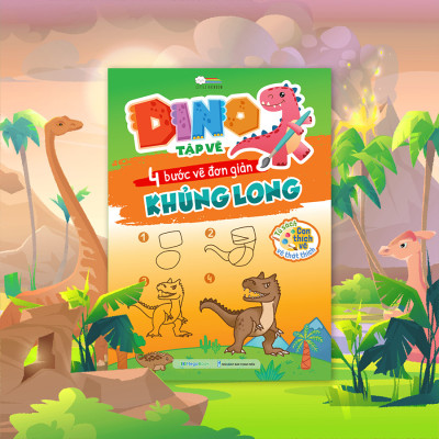 DINO tập vẽ - 4 bước vẽ đơn giản Khủng Long