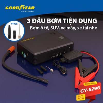 Bộ Kích Bình 400A Kiêm Bơm Lốp Xe GOODYEAR GY-5296 Đa Chức Năng Sạc Dự Phòng 10400mAh Đèn LED Khẩn Cấp - Nhập Khẩu Chính Hãng