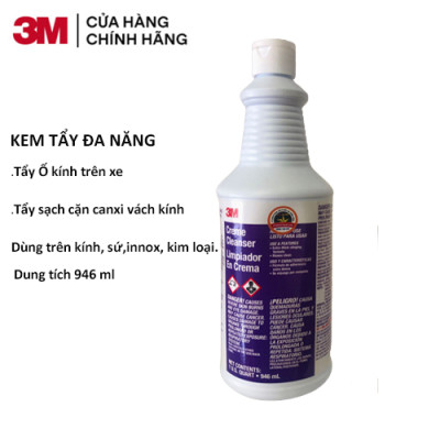 Kem Tẩy Ố, cặn Canxi, Mốc Kính Xe Hơi 3M- Tẩy sạch  inox, thép, các vật dụng nhà tắm Creme Cleanser Limpiador EnCrema  946ml