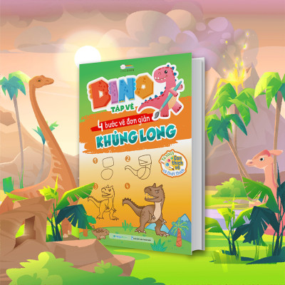DINO tập vẽ - 4 bước vẽ đơn giản Khủng Long