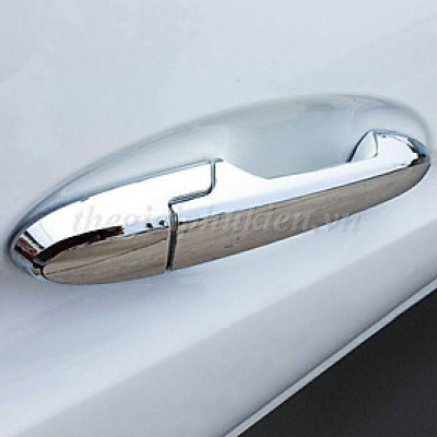 Bộ ốp tay nắm cửa xe Honda Jazz mạ Crom - Tặng miếng dán trong suốt chống xước hõm cửa