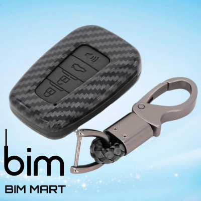 Ốp Vân Carbon Lót Silicon Bọc, Bảo Vệ Chìa Khóa Xe Toyota Camry 2019 - 2021 ( Tặng kèm móc đeo INOX )