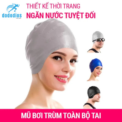 Nón bơi, Mũ bơi TRÙM TAI, chất liệu silicone đàn hồi, thiết kế thời trang cao cấp CA33 dododios Collection - Hàng Chính hãng dododios