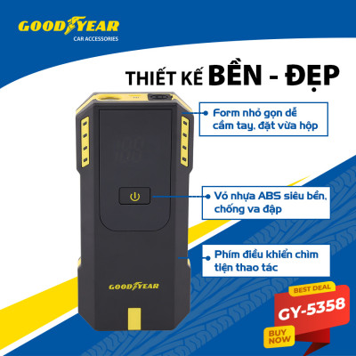 Bộ Kích Bình Cho Xe Hơi 670A GOODYEAR GY-5358 Đa Chức Năng Sạc Dự Phòng 12000mAh Siêu Mạnh Siêu Nhanh - Nhập Khẩu Chính Hãng