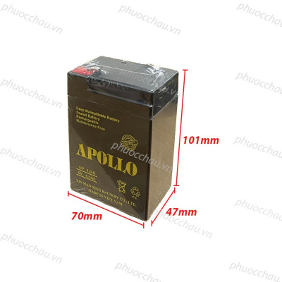 Ắc Quy Apollo NP4-6  6V-4AH, Bình ắc quy khô 6V cho xe điện trẻ em ,đèn khẩn cấp, quạt sạc
