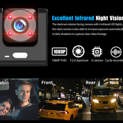 Camera Hành Trình 2 Mắt X01 FHD 1080P 30fps IR Ghi Hình Trước Và Trong Xe