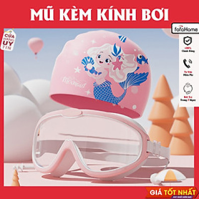 Kính Bơi Trẻ Em Góc Rộng Chống Tia UV Chống Sương Mù Kèm Mũ Bơi Và Nút Bịt Tai Cho Bé 3-15 Tuổi - Giao Hoạ Tiết Ngẫu Nhiên