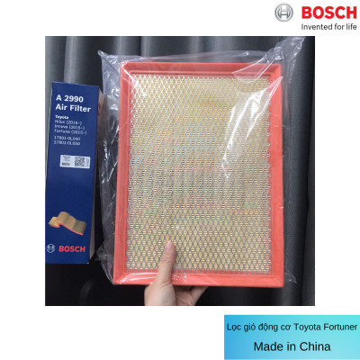 Lọc Gió Động Cơ BOSCH A2990 cho xe Toyota Fortuner 2.4/2.7 (15-), Hilux 2.4 (17-), Innova 2.0 (17-), Made in China