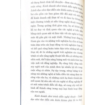 Kinh Doanh Như Trình Diễn Nghệ Thuật, Lãnh Đạo Như Đạo Diễn Sân Khấu