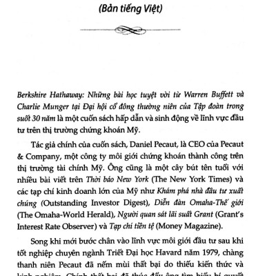 Berkshire Hathaway: Những Bài Học Tuyệt Vời Từ Warren Buffett Và Charlie Munger Tại Đại Hội Cổ Đông Thường Niên Của Tập Đoàn Trong Suốt 30 Năm (Tái Bản 2023)