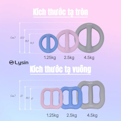 Lysin - 01 quả tạ nữ, tạ ấm, tạ bình vôi khối lượng 1.25kg 2.5kg 4.5kg bằng sắt bọc cao su nhám chống trượt thiết kế hình vuông có tay cầm giữa gọn nhẹ kiểu dáng độc đáo rèn luyện sức khỏe, tập luyện đẹp dáng tạ tay tập cơ tay.