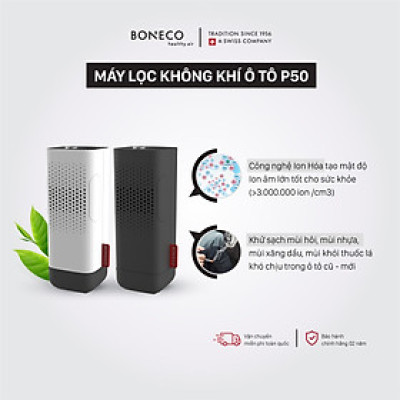 Máy Lọc Không Khí Ô TÔ Cao Cấp BONECO P50 Ion âm lớn, Khuếch Tán/ Xông Tinh Dầu, Dùng Cho Xe Hơi/Xe Đẩy Em Bé/Bàn Làm Việc - Hàng Nhập Khẩu