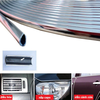 Nẹp Viền Mạ Crom Oto Cuộn 13M Chống Va Đập Cánh Cửa, Trang Trí Nắp Capo, Cốp Xe Và Cửa Gió Điều Hòa