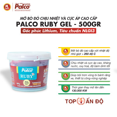 Mỡ Bò Chịu Nhiệt Cao Cấp Nhập Khẩu PALCO Ruby Gel Xô 18 Kg, Nhiệt Độ Nhỏ Giọt Trên 260 *C, Bôi Trơn Lên Đến 130.000KM