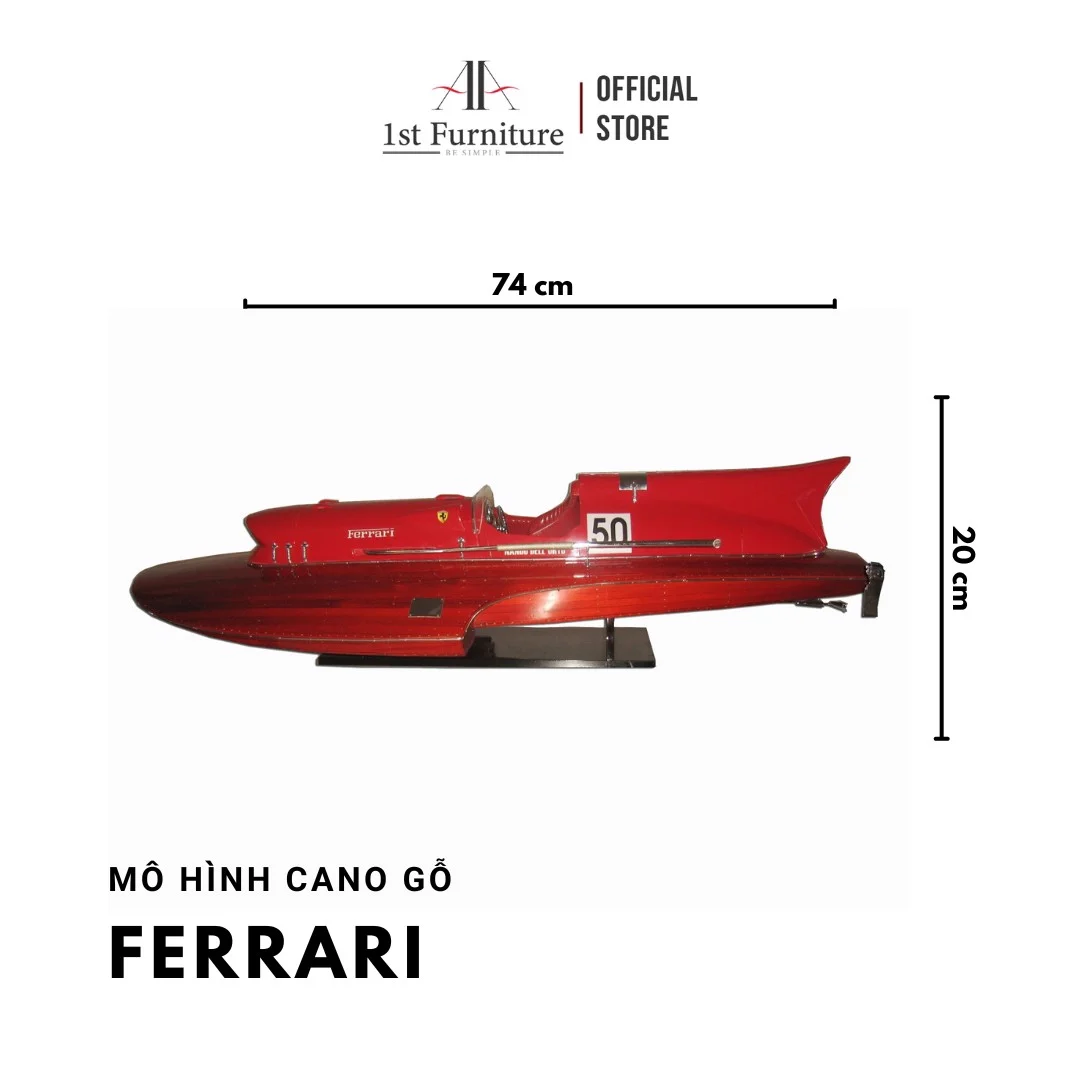 Mô hình cano FERRARI cao cấp, mô hình thuyền gỗ tự nhiên sang trọng lắp ráp sẵn 1st FURNITURE