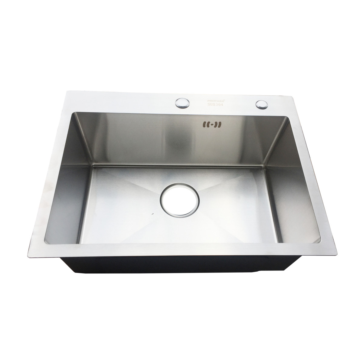 Chậu rửa chén bát inox 1 hố Valenza 6045, kèm rá rau củ, bộ xi phong ống xả chậu