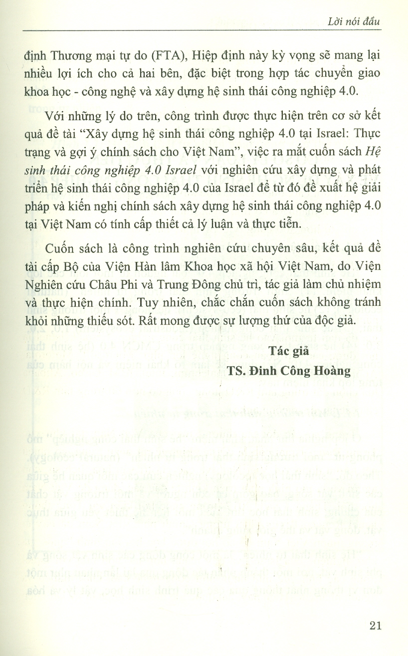 Hệ Sinh Thái Công Nghiệp 4.0 - Nghiên Cứu Trường Hợp Israel Và Gợi Mở Cho Việt Nam (Sách chuyên khảo)