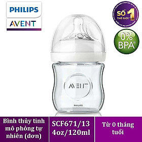Bình sữa thủy tinh mô phỏng tự nhiên hiệu Philips Avent (120ml - đơn) cho trẻ từ 0 tháng tuổi 671.13