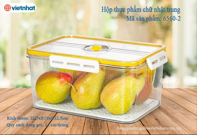 BỘ 3 HỘP THỰC PHẨM CHỮ NHẬT CAO CẤP KHÓA GÀI VIỆT NHẬT HOKORI - Hàng chính hãng (Giao màu ngẫu nhiên)