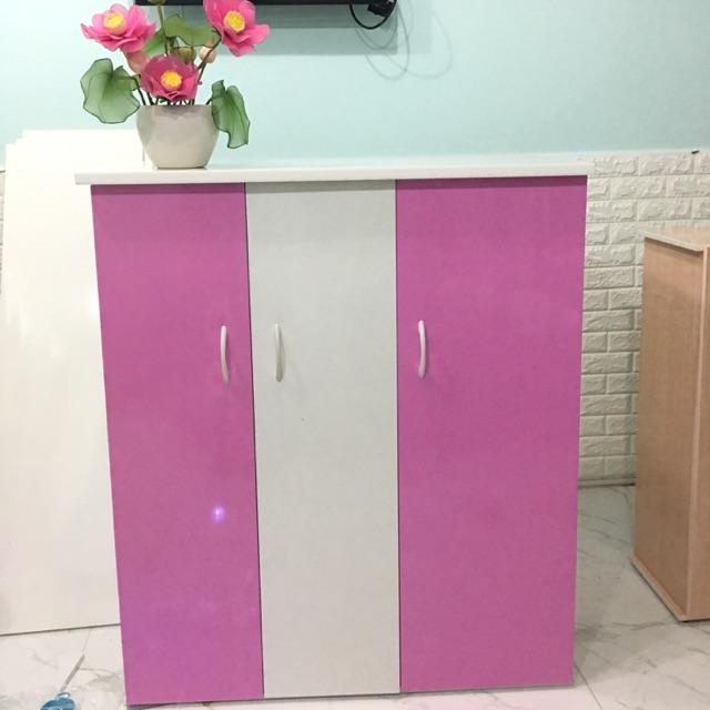 Tủ nhựa đài loan 3 cánh hồng phấn