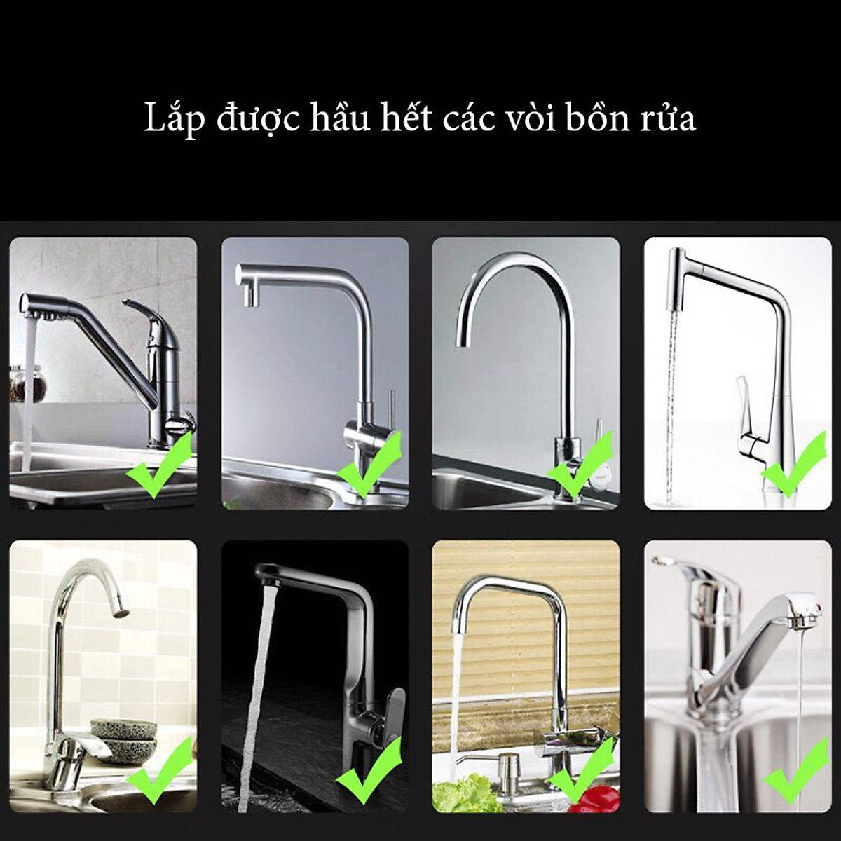 Đầu Vòi Rửa Bát Tăng Áp, Loại Vòi Rửa Bát Dài, Xoay 360 Độ, Có Van Điều Chỉnh Chế Độ Nước